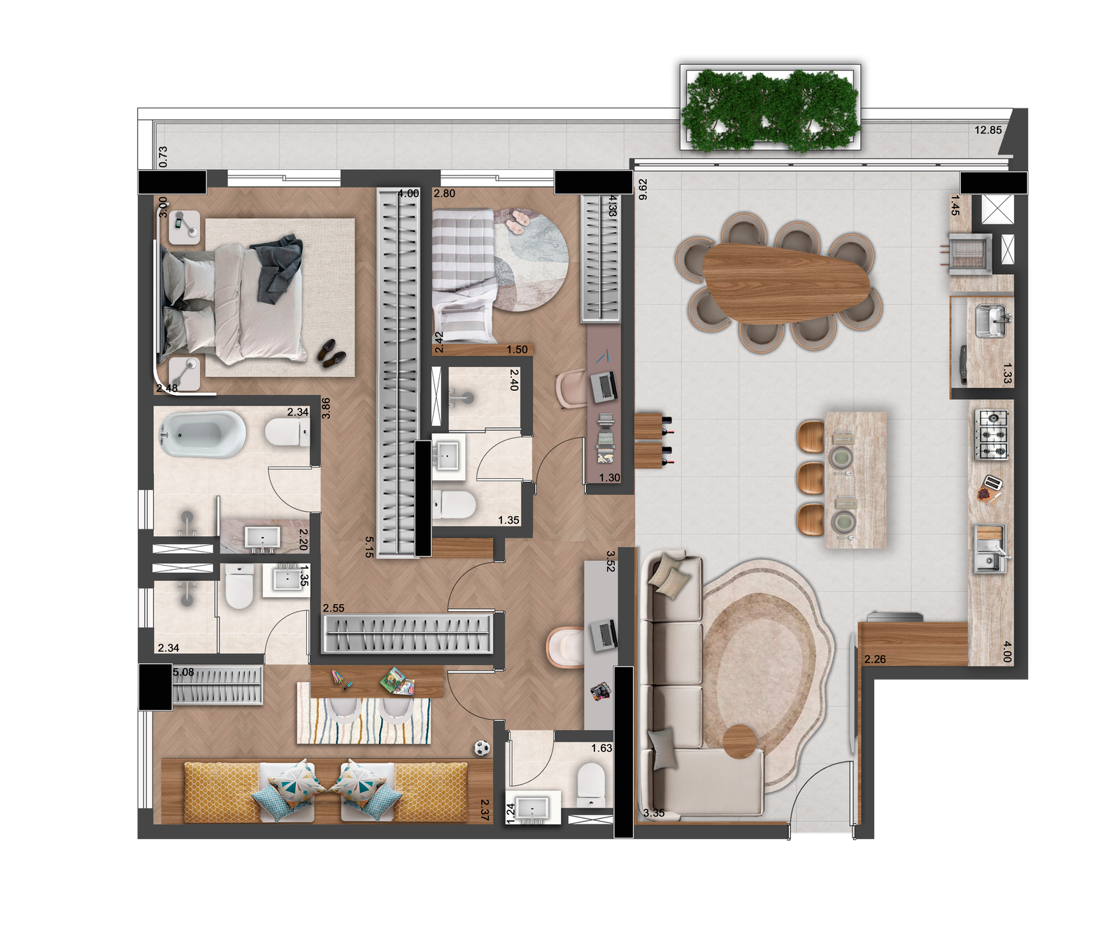Planta 44,54 m²
