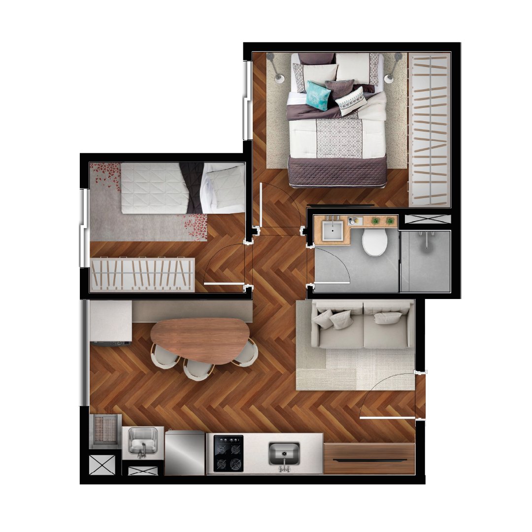 Planta 44,54 m²