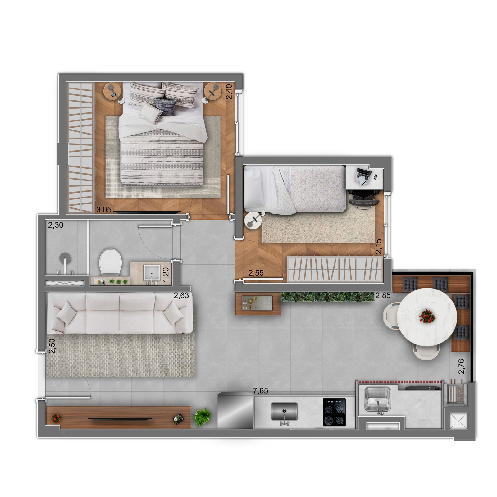 Planta 44,54 m²